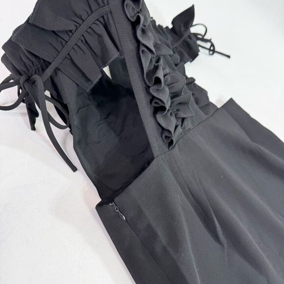 Endless Rose Dress Womens Large Black Cold Shoulder Ruffle Mini Sleeveless - Picture 9 of 10
